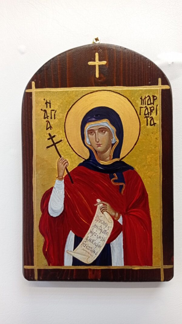 Ръчно рисувана икона на Света Маргарита