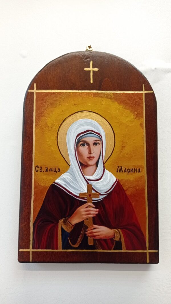 Ръчно рисувана икона на Света Марина