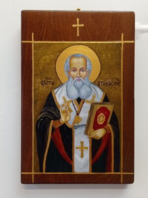 Ръчно рисувана икона на Свети Атанасий