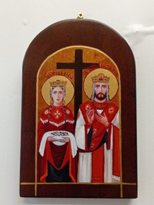 Ръчно рисувана икона на Свети Свети Константин и Елена