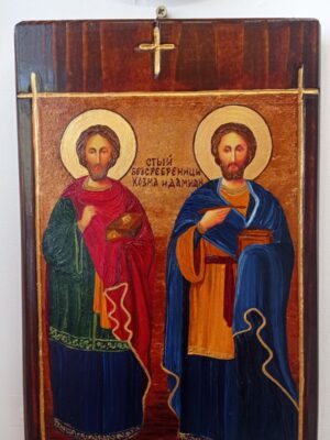 Свети Безсребреници Козма и Дамян ръчно рисувана икона